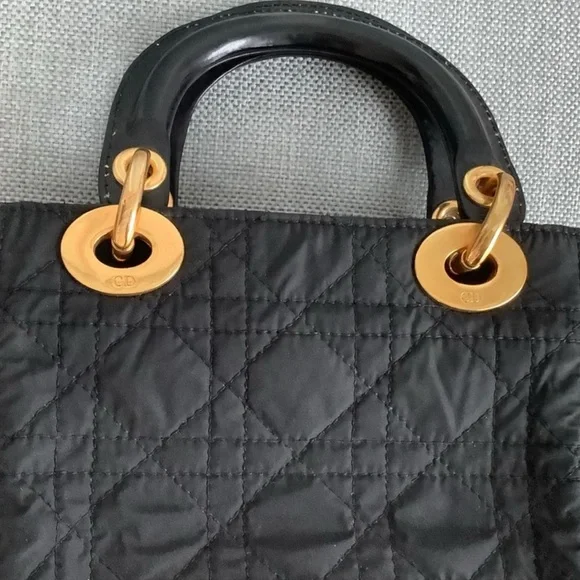 Auth Christian Dior Mini LADY DIOR Black & Gold vintage bag - Picture 7 of 12